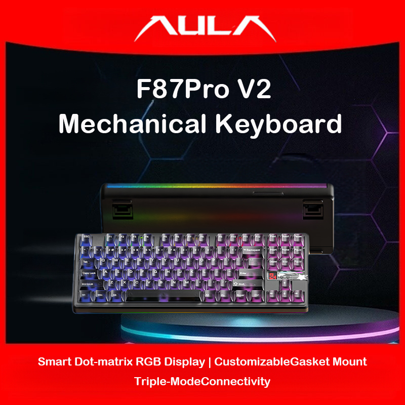 AULA F87 Pro V2 Tri-mode 87 Ke - Gaming Keyboard Hot Swappable ulasan dan harga