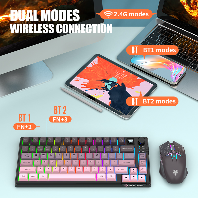 2.4G Bluetooth Wireless Dual-M - Gaming Keyboard No Rgb ulasan dan harga