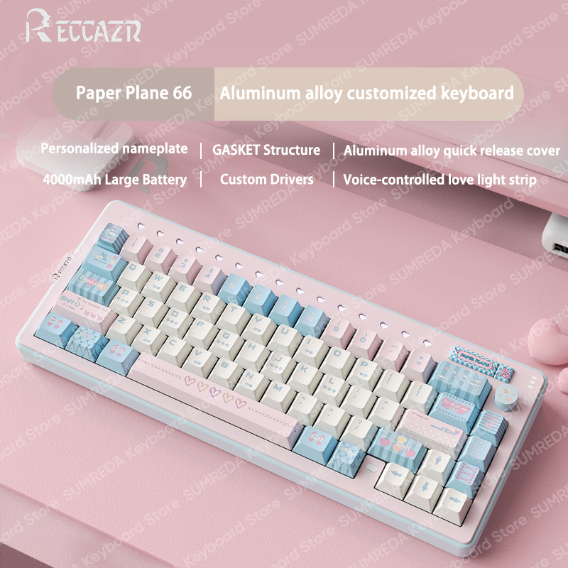 RECCAZR R66 Paper Plane66 Mech - Gaming Keyboard Hot Swappable ulasan dan harga