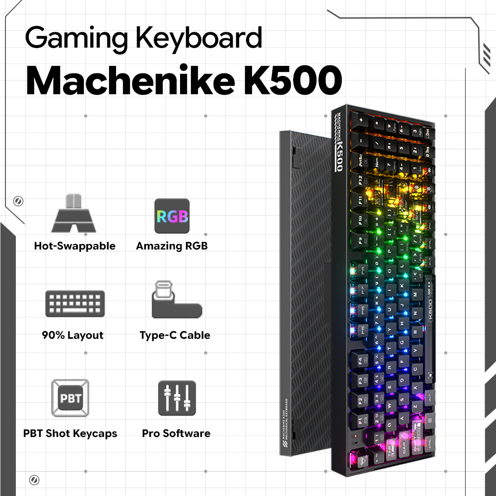 Machenike K500-B94 V2 Wired Me - Gaming Keyboard Hot Swappable ulasan dan harga