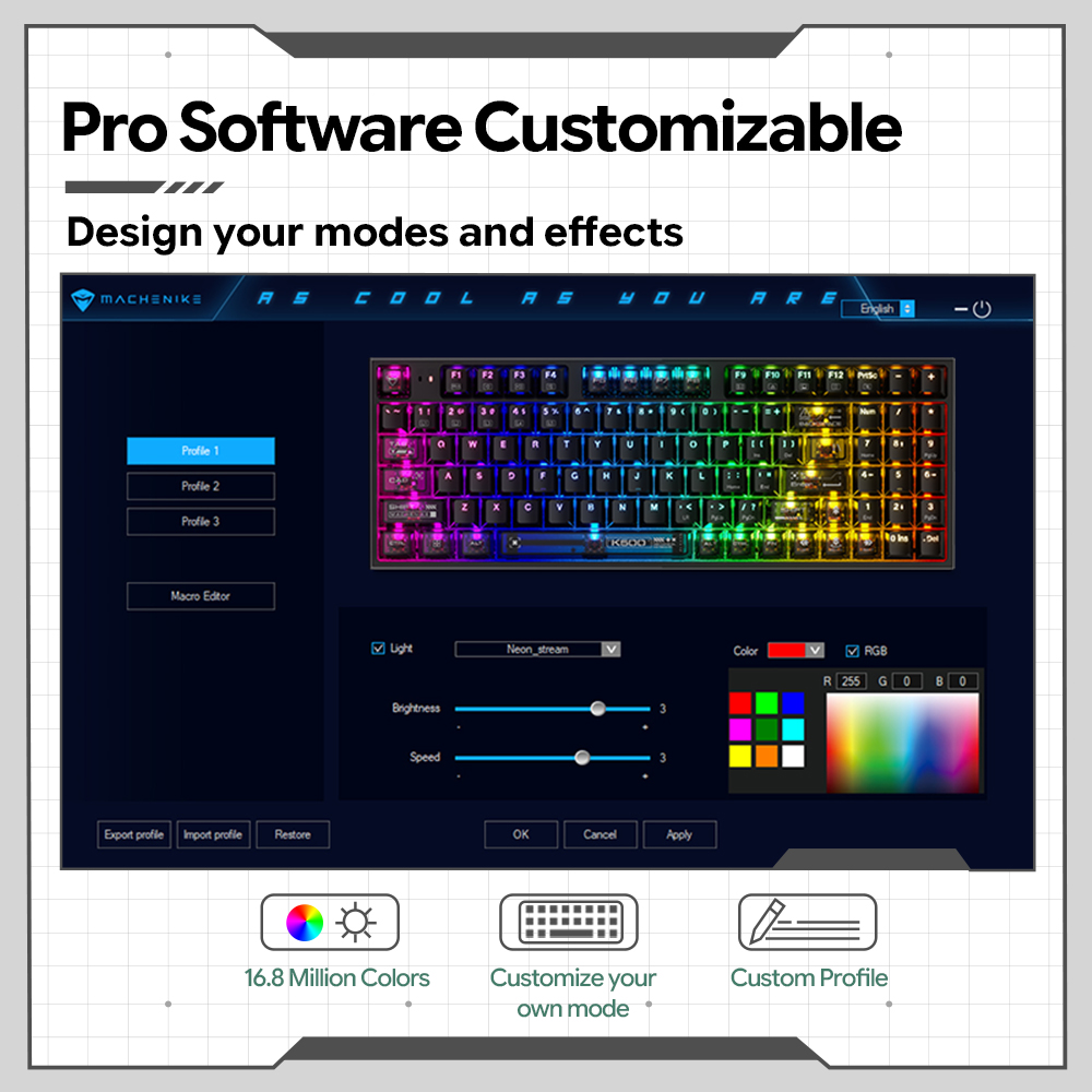 Machenike K500-B94 V2 Wired Me - Gaming Keyboard Hot Swappable ulasan dan harga