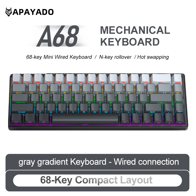 APAYADO A68 Wired Mechanical K - Keyboard Gaming Blue Switch ulasan dan harga